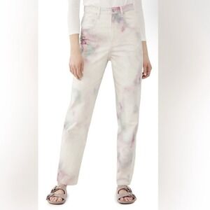 Isabel Marant Etoile Corfy Trousers White Bleached Tie Dye Denim Cotton Jean 36